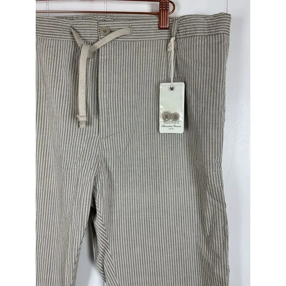 Hartford Men's Tanker Woven Tan/Taupe 100% Cotton Seersucker‎ Pants Size 52/XL